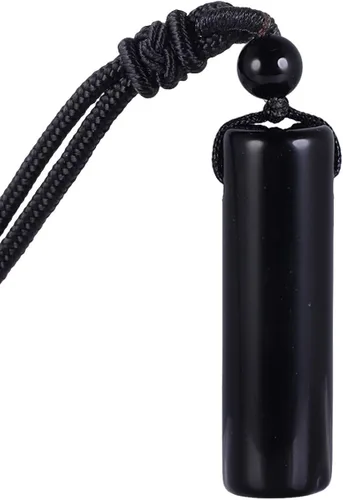 Vista 2 de Nupuyai Collar con colgante de cilindro de cristal curativo para mujeres y hombres, amuleto de varita, piedra reiki, cordón trenzado ajustable de 18