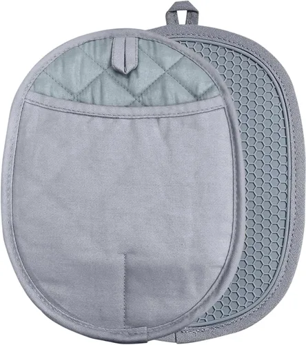 Vista 8 de Juego de 2 soportes de silicona para ollas con bolsillos, antideslizantes, acanalados, para cocina, almohadillas calientes resistentes al calor y al