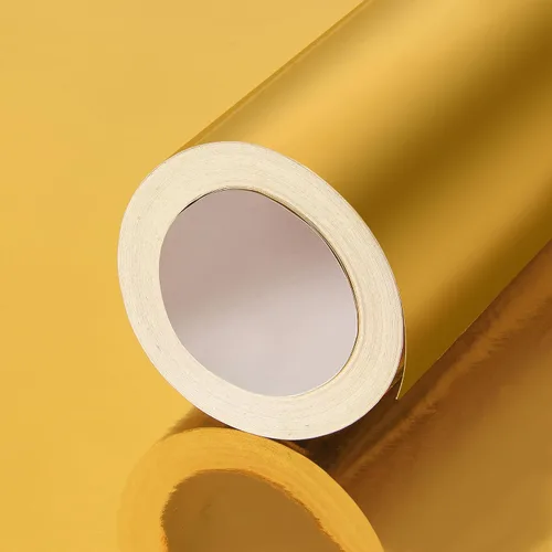Vista 3 de Rollo de papel de regalo metálico dorado, rollo de papel de regalo de metal de 17 pulgadas x 49 pies para envolver regalos, papel de color sólido