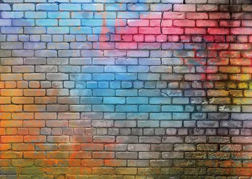 Vista 7 de Telón de fondo colorido de pared de ladrillo de 7 x 5 pies, fondo colorido de pared de ladrillo de graffiti, fondo de arte urbano para fotografía