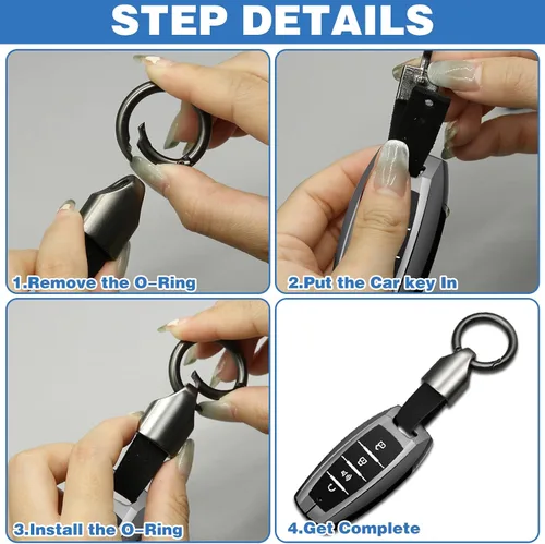Vista 3 de 2 clips para llavero de automóvil, llavero de cuero, llavero para llaves de automóvil, llavero con llavero con hebilla de aleación de zinc, llavero