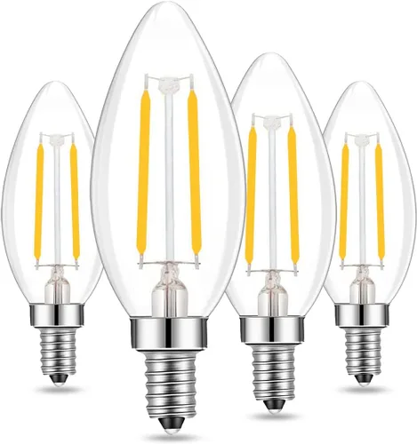 Vista 10 de Filamento LED con base de tornillo europea E14 con forma de bala C35, 2 W, blanco cálido 2700 K, equivalente a 20 vatios incandescente, no regulable