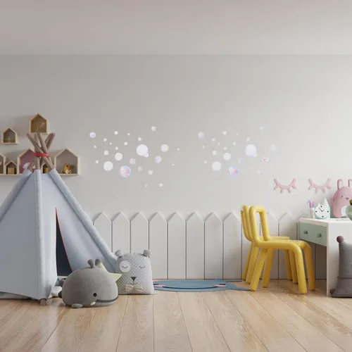Vista 9 de VOSAREA Calcomanías de pared de burbujas para decoración de baño, calcomanías impermeables con tema oceánico para niños, cuarto de bebé, cuarto