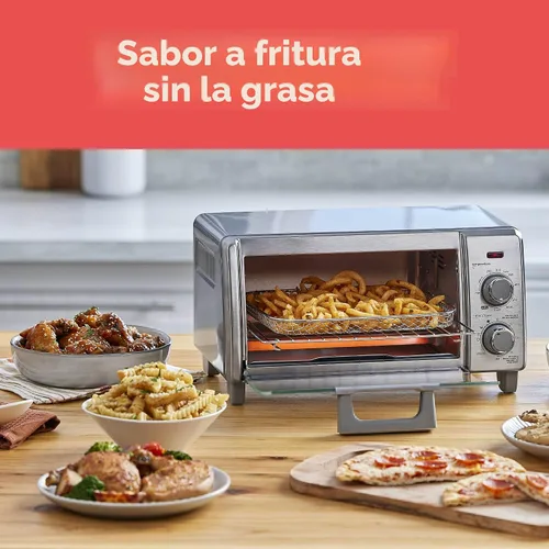Vista 7 de BLACK+DECKER Crisp 'N Bake Air Fry - Horno tostador de convección para encimera, capacidad media, 4 rebanadas, 5 en 1, se adapta a pizza de 9