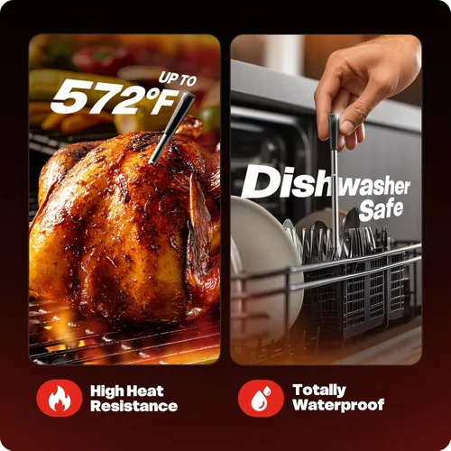 Vista 5 de Termómetro inalámbrico inteligente para carne, 6 sensores, precisión digital para alimentos, lectura instantánea de 0.5S, impermeable IP67