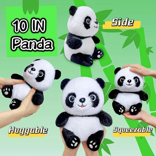 Vista 7 de Juguetes de Peluche de Oso Panda de 10 Pulgadas para Niños y Bebés, Lindos Juguetes de Oso Panda de Peluche, Osos de Peluche Suaves para Relleno