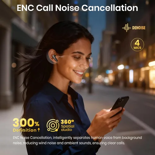 Vista 3 de Auriculares inalámbricos 5.4 Bluetooth 100H Auriculares Bluetooth Auriculares con cancelación activa de ruido, auriculares intrauditivos con 4