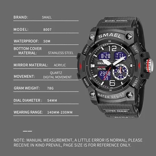 Vista 4 de Reloj militar impermeable para hombre, relojes deportivos LED digitales multifunción para hombre