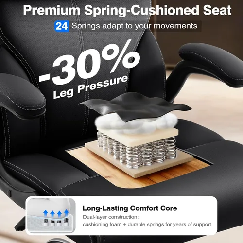Vista 4 de AreShark Silla de oficina – Silla ejecutiva de escritorio cómoda transpirable con respaldo alto y soporte lumbar, silla ergonómica de cuero