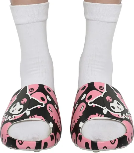 Vista 4 de Bioworld Kuromi Head With Pink Skull Toss Icons - Diapositivas para mujer