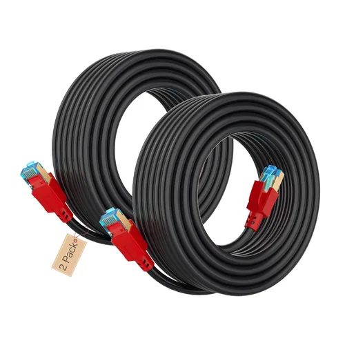 Vista 9 de Cable Ethernet Cat8, para interior y exterior, 1.5 pies, Cable de red de Internet resistente de alta velocidad, cable LAN profesional, 2000Mhz