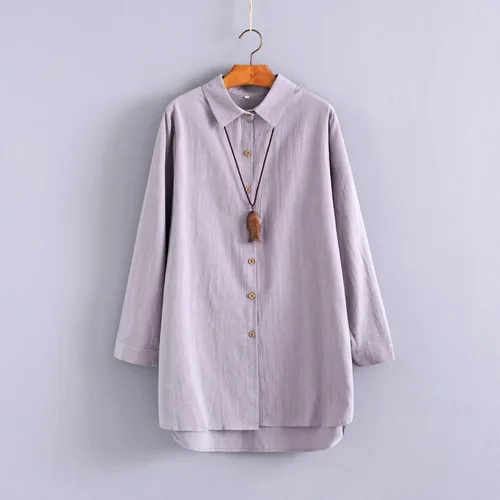 Vista 3 de Minibee Camisas de lino para mujer, blusas con botones