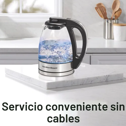 Vista 6 de Hamilton Beach Compact Hervidor de agua de vidrio, 1 litro (40930)