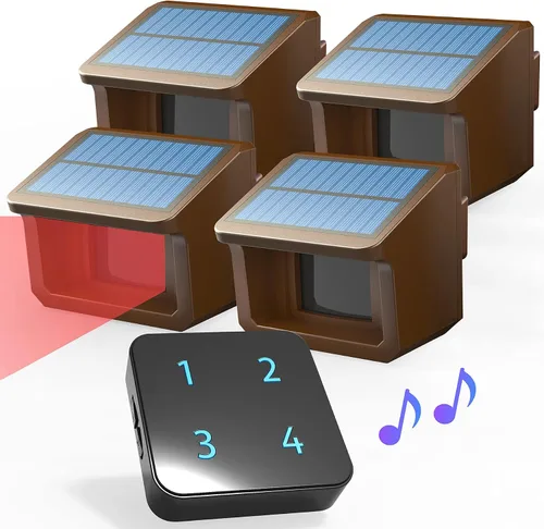 Vista 7 de Alarma de entrada - Sistema de alarma solar HTZSAFE de 1/2 milla para entrada - Rango de sensor de hasta 70 pies de ancho - Sensor de movimiento