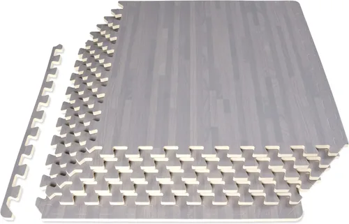 Vista 9 de ProsourceFit Tapete de rompecabezas de grano de madera de 1/2 pulgada, 6 baldosas de espuma EVA entrelazadas (24 pies cuadrados) para suelo