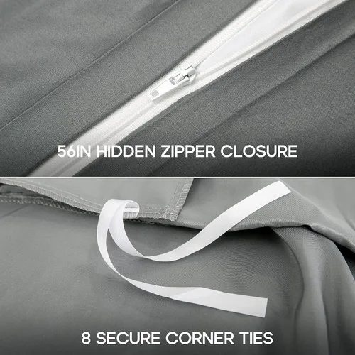 Vista 7 de Sonive Juego de funda de edredón matrimonial/queen, ropa de cama súper suave y transpirable, microfibra de doble cepillado, 3 piezas con cierre