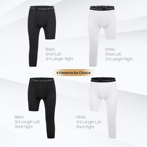 Vista 6 de Koalarun Mallas de compresión de una pierna para baloncesto para hombre 34 Capri Sports Leggings Pantalones de entrenamiento atlético, capas base