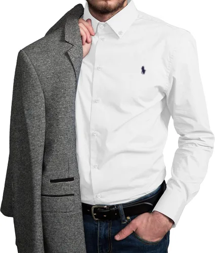 Vista 7 de Polo Camisa Oxford clásica de manga larga para hombre