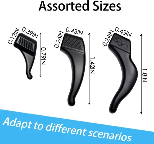 Vista 2 de 3 Sizes Silicone Eyeglass Ear Grips – Anti-Slip Hooks for Sports & Reading Glasses