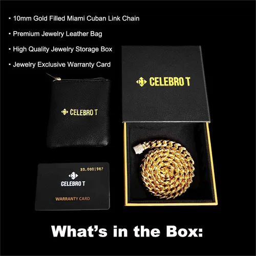 Vista 3 de Celebro T Miami - Caja de cadena de eslabones cubanos para hombres y mujeres 24 pulgadas y 0394in hecha a mano collar cubano de Miami relleno de oro