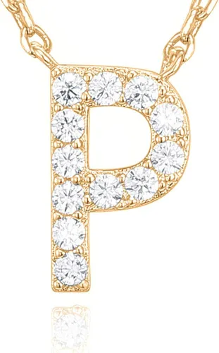 Vista 53 de PAVOI 14K White Gold Plated Cubic Zirconia Initial Necklace Letter Dainty Necklaces for Women