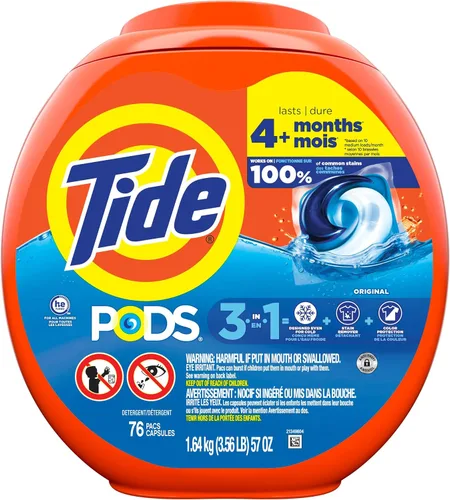 Vista 12 de Tide PODS - Cápsulas de detergente líquido para lavandería, compatible con lavadoras de alta eficiencia, 76 unidades, limpieza potente 3 en 1 en un