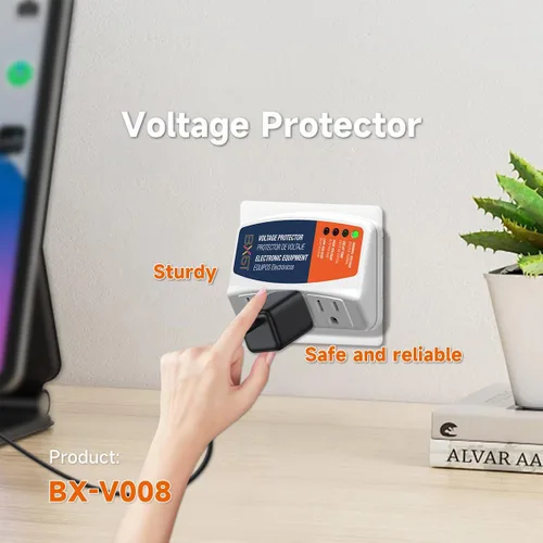 Vista 9 de BXST Protector contra sobretensiones para refrigerador, regleta de alimentación de 3 salidas para electrodomésticos 30S, protector de voltaje