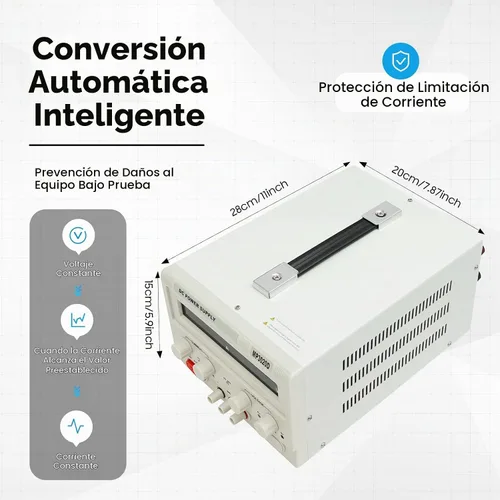 Vista 2 de Fuente de alimentación de CC variable 0-30V 0-20A, fuente de alimentación de banco de CC regulada de conmutación ajustable, protección múltiple de 4