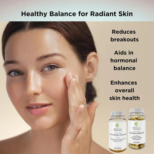 Vista 5 de Clear Skin - Paquete de vitaminas para el acné 20 antioxidantes, botánicos, minerales y vitaminas Pastillas hormonales y quísticas para el acné