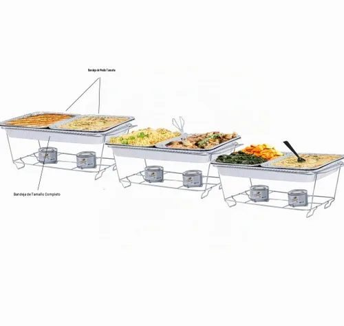 Vista 5 de Tiger Chef Paquete de 50 bandejas de mesa de vapor de papel de aluminio duraderas, tamaño completo, desechables, 21 x 13 pulgadas