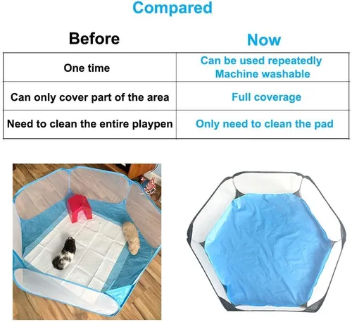 Vista 7 de Corralito para animales pequeños con almohadillas impermeables, forro reutilizable, parte inferior impermeable en ambos lados, apto para tienda