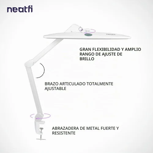 Vista 3 de Neatfi Elite HD XL - Lámpara de trabajo 22 pulgadas de ancho 2,260 lúmenes 3 modos de temperatura de color Lámpara de escritorio con Blanco
