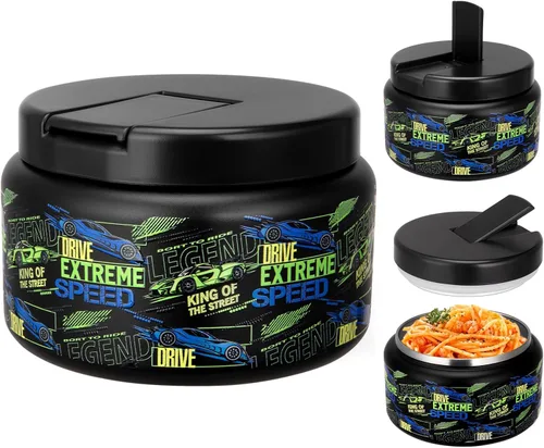 Vista 11 de Tarro para niños de 13.5 oz para alimentos calientes, tarro de alimentos aislado al vacío con tapa de hebilla, contenedor de almuerzo aislado