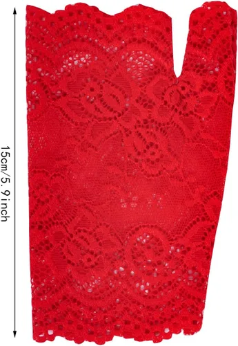 Vista 2 de obmwang 2 pares de guantes de encaje para mujer, guantes florales sin dedos, guantes de graduación para boda, fiesta, accesorios de disfraces