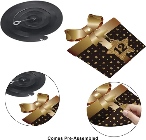 Vista 5 de Decoración de techo de remolinos colgantes para fiesta de cumpleaños número 12, celebración, 12 espirales colgantes de aluminio con recortes para 12