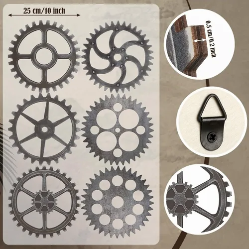 Vista 3 de Yulejo Decoración de pared de madera Steampunk Gear de 10 pulgadas