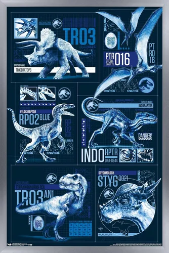 Vista 14 de Trends International Jurassic World: Fallen Kingdom - Póster de pared con cuadrícula, 14.725 x 22.375 pulgadas, versión enmarcada de madera