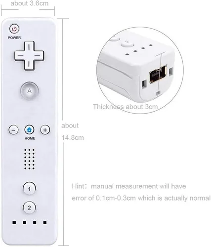 Vista 6 de PlayHard 2 Pack Remote Controllers Compatible with Nintendo Wii & Wii U, with Silicone Cases and Wrist Straps (White X 2)