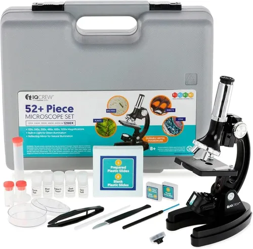 Vista 9 de AmScope-Kids M30-ABS-KT2-W Kit de microscopio con brazo de metal y base, 6 aumentos desde 20x a 1200x, incluye 52 piezas de accesorios y estuche