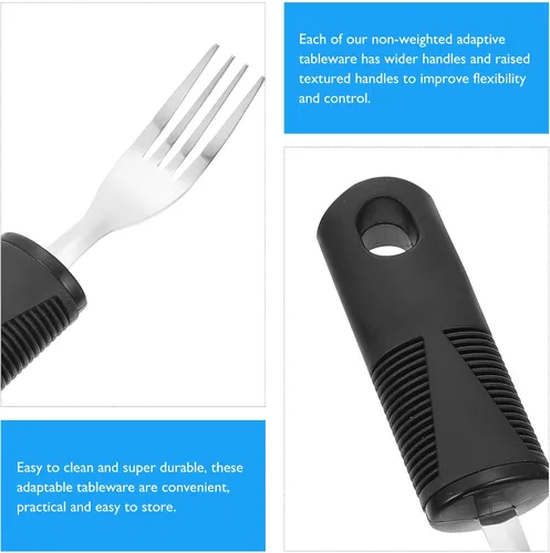 Vista 7 de Adaptive Utensils Set Weighted Tableware for Arthritis, Easy-to-Hold Stainless Steel Fork, Knife, Spoon