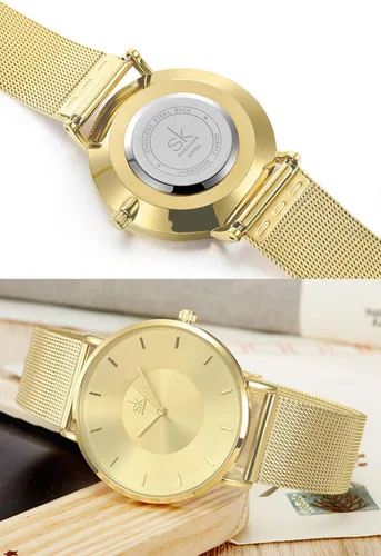Vista 3 de SHENGKE Simple Watches - Reloj analógico de malla para mujer correa de acero inoxidable regalo de aniversario