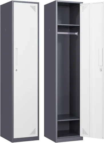 Vista 9 de Armario de metal con 15 puertas, armario de almacenamiento de metal con ganchos, armario de almacenamiento de 72 pulgadas para empleados, hogar