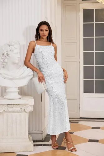 Vista 3 de GRACE KARIN Vestido formal de lentejuelas para mujer 2023, elegante vestido de sirena bodycon maxi vestido de fiesta de noche, vestidos de graduación
