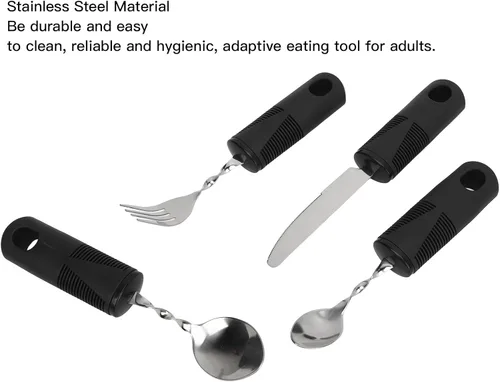 Vista 2 de Weighted Utensils, Arthritic Hands Adaptive Utensil Arthritic Aid Hand Tremor Spoon Fork Knife Eating Flatware for Parkinsons Patients