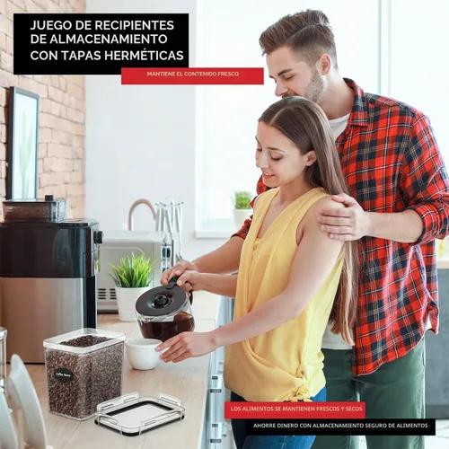 Vista 8 de DWËLLZA KITCHEN Juego de recipientes herméticos para almacenamiento de alimentos, 8 piezas, 1.4 litros, recipientes de almacenamiento de plástico