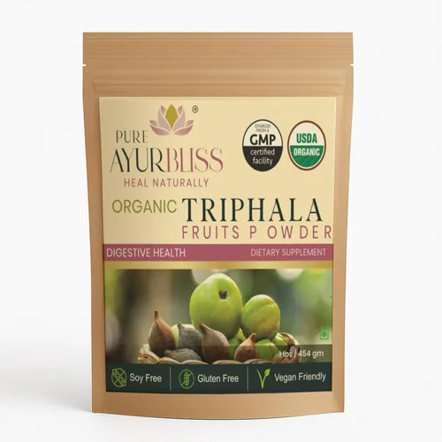 Vista 9 de Polvo de trifala 100% orgánico, mezcla ayurvédica con polvo Amla y Haritaki, y Bibhitaki para la salud intestinal, salud digestiva, desintoxicación