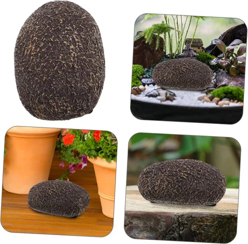 Vista 9 de Ocultador de llaves de roca falsa para exteriores, caja de almacenamiento de llaves de piedra decorativa para jardín, porche, patio, doble propósito