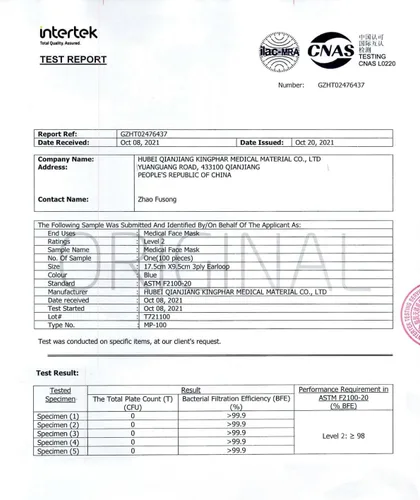 Vista 2 de DR.MOXA ASTM Level 2 Medical Face Masks Disposable 100 Pack Blue PFE>98%, 3 Ply Face Masks for Adults