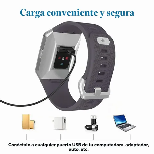 Vista 5 de Cable de carga compatible con cargador Fitbit Ionic, adaptador de cable de cargador USB de repuesto de 3.3 pies para reloj inteligente iónico