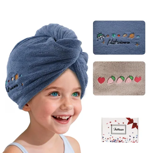 Vista 14 de Rellenos de calcetines para niñas, toalla de secado de pelo de microfibra con envoltura, toalla de pelo extra gruesa de 2 capas súper absorbente